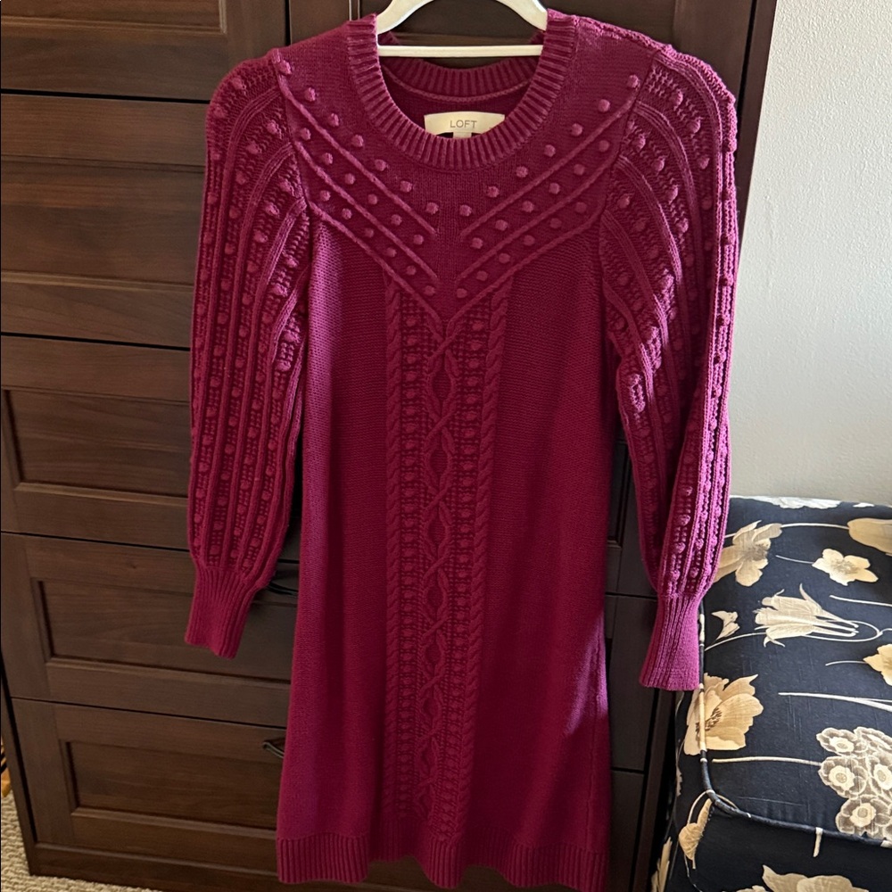 LOFT Long Sleeve Knit Dress - Rich Purple